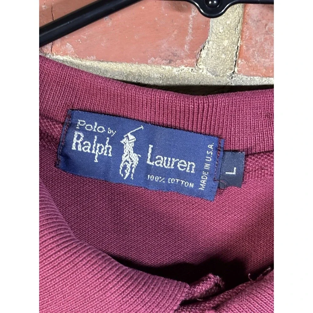 Vintage 90s Polo Ralph Lauren Polo Shirt Long Sleeve USA Made Mens Large W Flaws